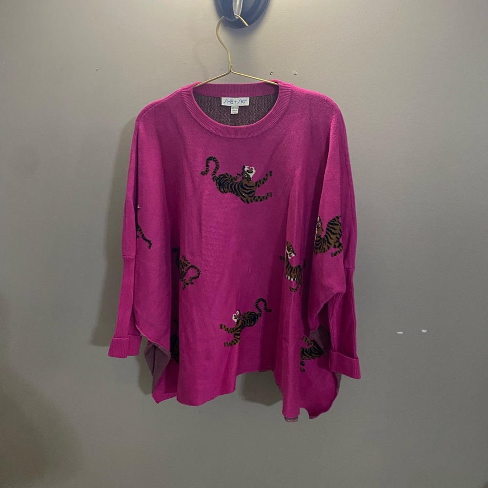 She + Sky Fuchsia Textured Knit Top